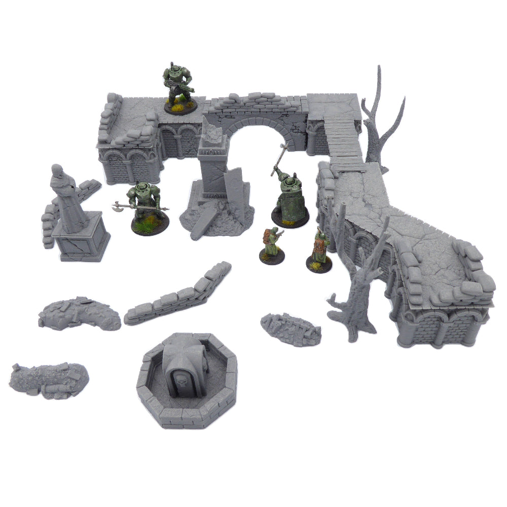 Short Plank Gangways – Set of 5 – 28mm Tabletop Terrain | Modular Walkways