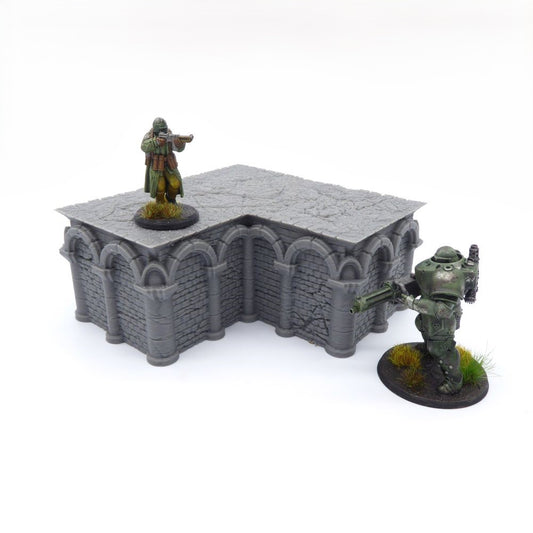 4x4 Intact L Foundation – Byzantine Era 28mm Terrain | Modular Tabletop Scenery