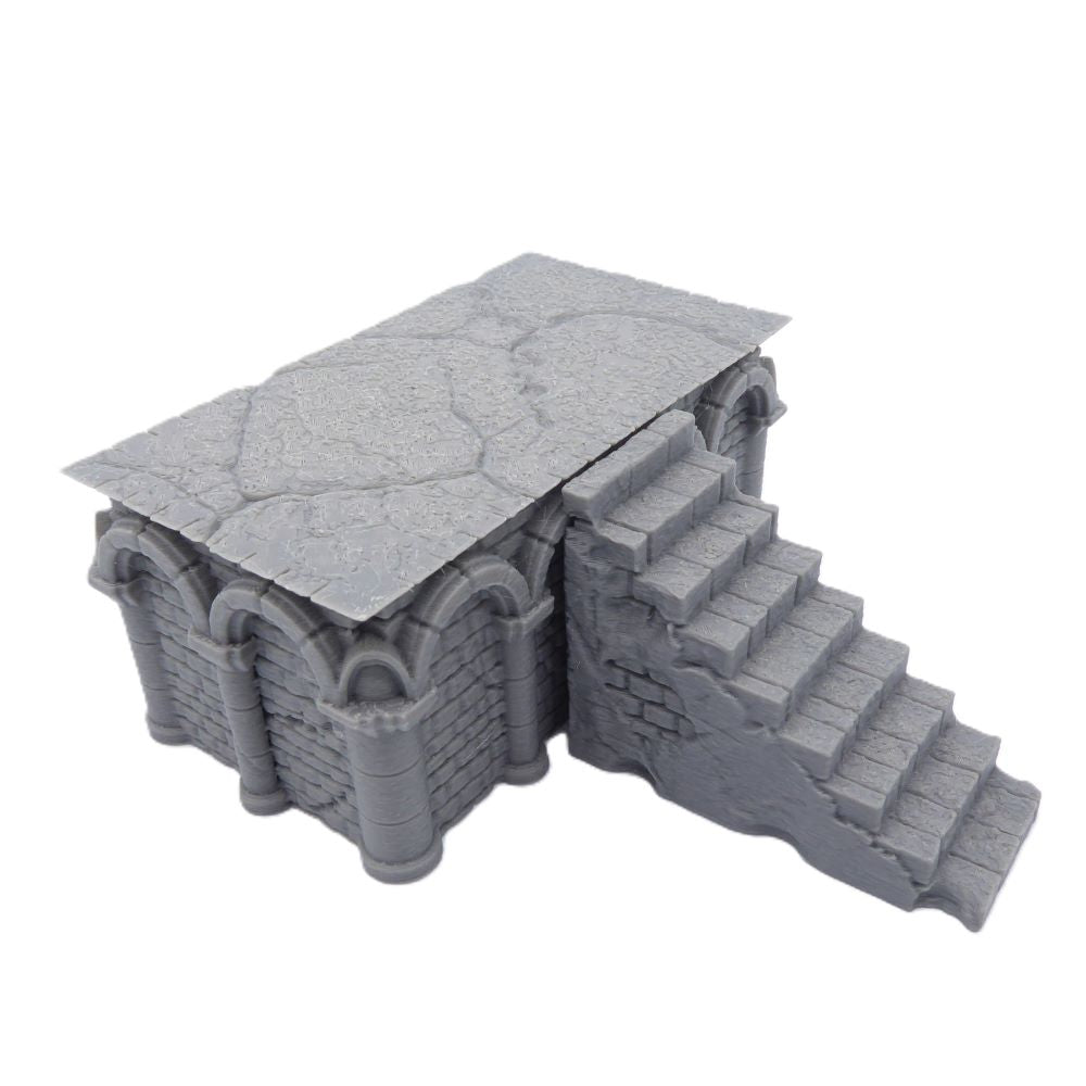 Stairs Parallel & Perpendicular – Set of 2 – 28mm Tabletop Terrain | Modular Accessory