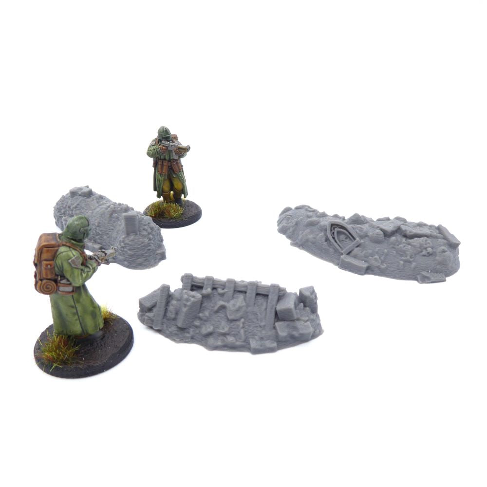 Set of 3 Trench Barricades – 28mm Tabletop Terrain | Modular Battlefield Scatter