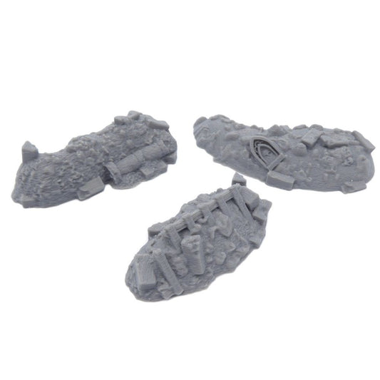 Set of 3 Trench Barricades – 28mm Tabletop Terrain | Modular Battlefield Scatter