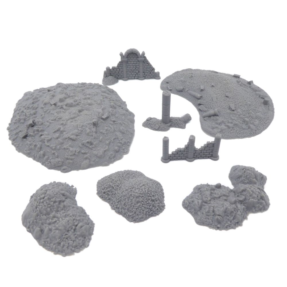 Byzantine Trench Rubble & Ruins Set (8 pcs) – 28mm Tabletop Terrain | Battlefield Scatter