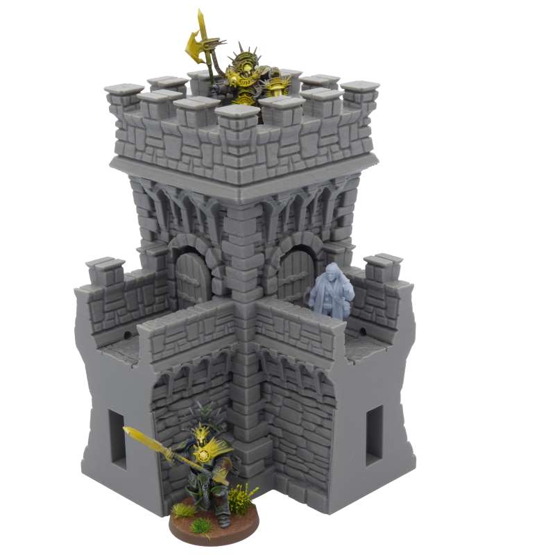 Tower Castle Wall - Corner QP3D Wargames