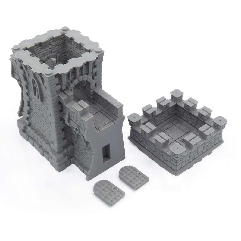 Medieval Fantasy Tower – 3D Printed Modular Scenery For WFB, AoS, LOTR – 28-32mm Scale, QP3D, UK Made