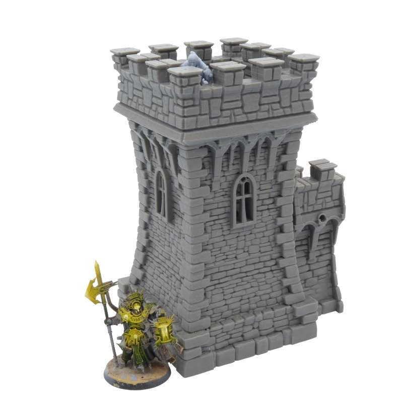 Tower Castle Wall - Single End | 3D Printed Models – QP3D – QP3D Wargames